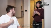 Secretary MariMoore deep-throats a cock and has rough sex with her boss while his wife is in the next room