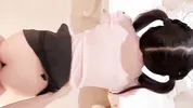 Fiercely making love standing doggy style with a cheeky, cute Japanese girl who's a total landmine