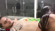Sucked the thick cock and moaned on it