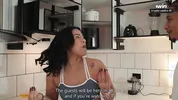 My boyfriend blows me up in the kitchen until I'm dripping wet, minutes before everyone arrives for the family dinner.