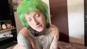 Intense fucking after a nice blowjob. Goth Slut cums on your cock