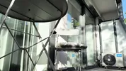 Wonderfully beautiful girl in a summer dress no panties on the balcony shows her tight shaved pussy to the neighbors