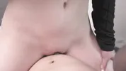 my first pussy job - just the tip! rubbing my wet pussy over his hard cock & he cums fast
