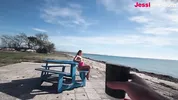 Horny Girl Gets Naked in beach bar for Rides Dick and Cum filled ASS JessiJek