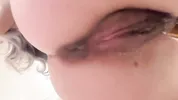 Cute college girl squirts deliciously in her stepfather's bathroom