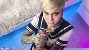 Best blowjob moments with split tongue! Cum in my mouth and facial compilation