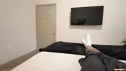 hot stepsis forgot to put on panties in bed