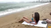 Babe Can I Cum On Your Tits? - Public Cock Flashing On The Beach
