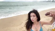 Babe Can I Cum On Your Tits? - Public Cock Flashing On The Beach