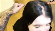 A slutty goth girl was fucked in a Mc toilet.