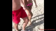 Milf lady fuck in public place with guy in thong
