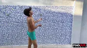 Sucking the big cock in the pool