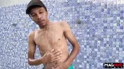 Sucking the big cock in the pool