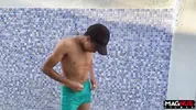 Sucking the big cock in the pool