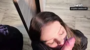 College slut, sucked off in the auditorium in front of the mirror