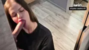 College slut, sucked off in the auditorium in front of the mirror