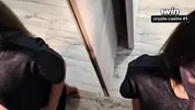 College slut, sucked off in the auditorium in front of the mirror