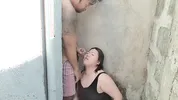 Filipina taking a bath outside the house got fuck