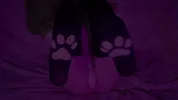 Sweet Alt Girl with cat paws masturbates her tight cute pussy