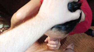 My roommate didn't let me talk to my husband, he jerked off and gave me a dick to suck