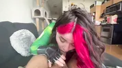 POV deepthroat blowjob, reverse cowgirl, creampie - Shego Cosplay