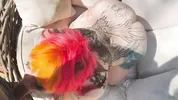 Gothsluts in full makeup sucks cock in garden and swallows huge load