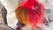 Gothsluts in full makeup sucks cock in garden and swallows huge load