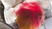 Gothsluts in full makeup sucks cock in garden and swallows huge load