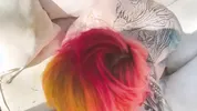 Gothsluts in full makeup sucks cock in garden and swallows huge load
