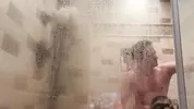 Intimate shower sex and creampie after shooting a scene with Millie Morgan