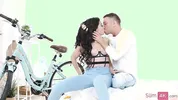 A slender brunette takes it in the ass perfectly