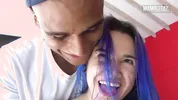 Curvy Inked Latina Gives Standing Blowjob... Can't Stop Gagging