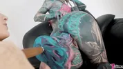 TEEN gets anal and cums hard on big toys