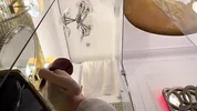 No panties girl in a white short cut tennis skirt to flash pussy and ass