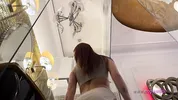 No panties girl in a white short cut tennis skirt to flash pussy and ass