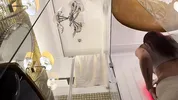 No panties girl in a white short cut tennis skirt to flash pussy and ass