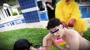 I'm upset with my stepbro, I challenge him to an oil fight match outside the house, if i win we fuck
