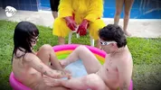 I'm upset with my stepbro, I challenge him to an oil fight match outside the house, if i win we fuck