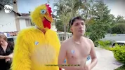 I'm upset with my stepbro, I challenge him to an oil fight match outside the house, if i win we fuck