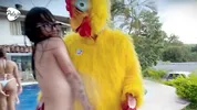 I'm upset with my stepbro, I challenge him to an oil fight match outside the house, if i win we fuck