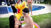 I'm upset with my stepbro, I challenge him to an oil fight match outside the house, if i win we fuck