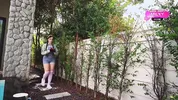 Caught the gardener girl in the yard and fucked her outdoors while no one was watching