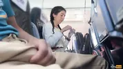 Public Cock Flashing in Airplane - I Brought Stranger to Cum in Two Minutes