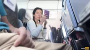 Public Cock Flashing in Airplane - I Brought Stranger to Cum in Two Minutes