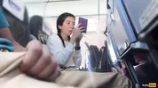 Public Cock Flashing in Airplane - I Brought Stranger to Cum in Two Minutes