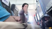 Public Cock Flashing in Airplane - I Brought Stranger to Cum in Two Minutes