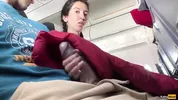 Public Cock Flashing in Airplane - I Brought Stranger to Cum in Two Minutes