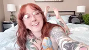 Tattooed babe wrecks her pussy with a huge Bad Dragon