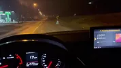 Sweet blonde on the highway. Sex in car
