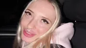 Sweet blonde on the highway. Sex in car